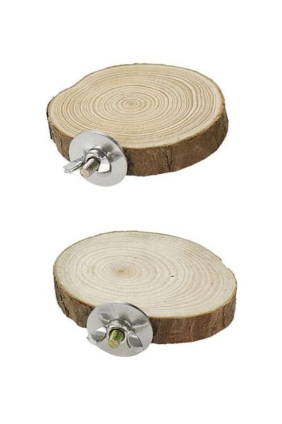 Alyones 2 Pieces Round Natural Wooden Bird Perch Stand - Parrot Platform and Bird Toys