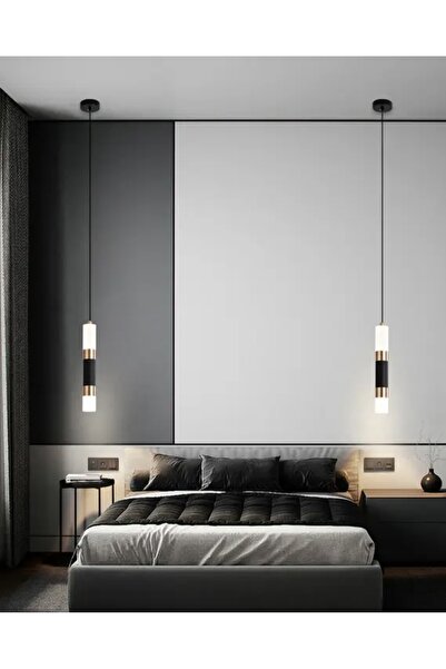 burenze Modern Led Avize Tekli Sarkıt Avize Premium Gold ve Siyah Gövde Gün Işığı Led