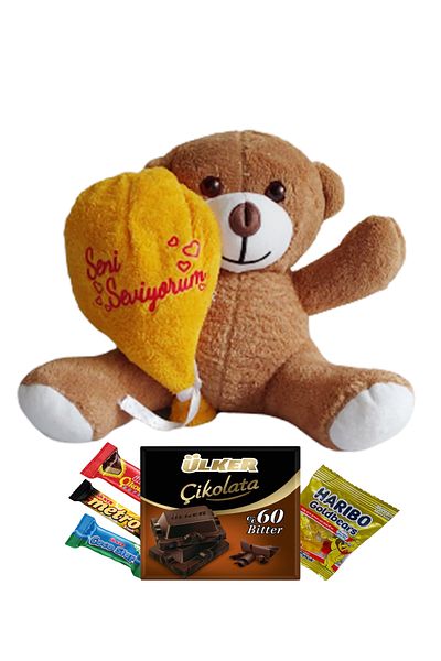 Hediye Nest Valentine's Day, Birthday Gift, Full of Gift I Love You Teddy Bear-Brown