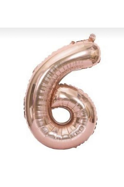 Yogi parti 6 Number Rose Gold Foil Balloons 34 inch 76 cm