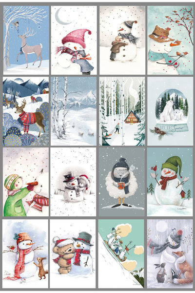 TELLGRAF مجموعة بطاقات بريدية بموضوع الشتاء (10x15 سم 16 قطعة)