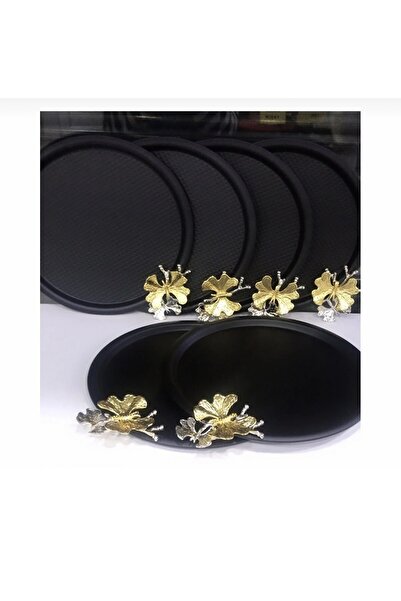 Mineli-Aşk صينية تقديم وخدمة تقديم فاخرة مكونة من 6 قطع باللون الأسود