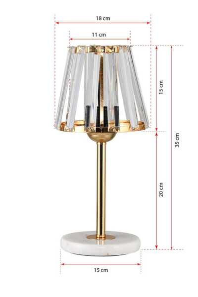 BSA LIGHTING LEYAL GOLD KAPLAMALI MASA LAMBASI (MERMER AYAKLI- CAM TAŞLI BAŞLIK)