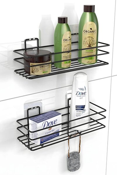 Home Stuff 2'li, Kancalı, Yapışkanlı, Paslanmaz Banyo Rafı, Banyo Aksesuarı, ...