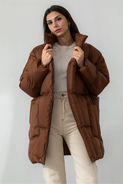 XXL BUTİK XXL Butik kadın oversize gizli fermuarlı kısa şişme mont WX0001