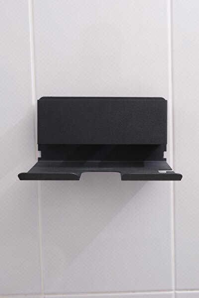 risingmaber Siyah Metal Yapışkanlı Saç Kurutma Askısı,yapışkanlı Banyo Düzenleyici Organizer Fön Makinelik Mt83s