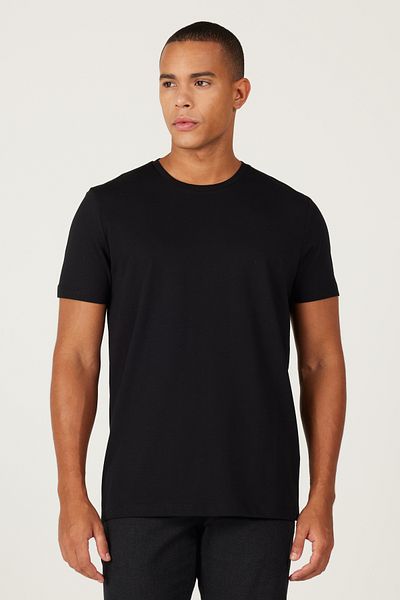 ALTINYILDIZ CLASSICS Schwarzes Slim-Fit-Slim-Fit-T-Shirt aus Baumwolle mit Rundhalsausschnitt für Herren