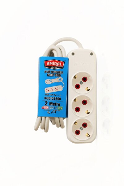 Amiral electric 3lü 2 Mt Topraklı Grup Priz