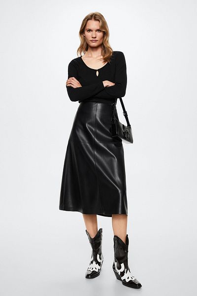 MANGO Woman Tricou negru pentru femei