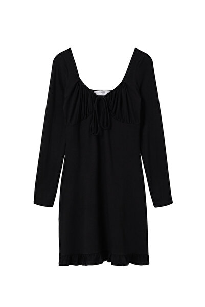 MANGO Woman Dámské černé šaty