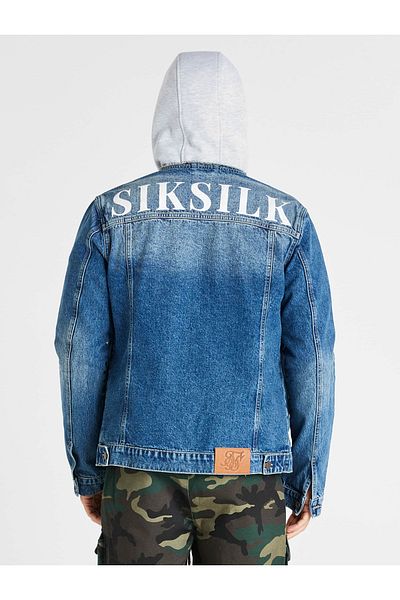 Siksilk Herren Sik Silk Deluxe Kragenlose Jacke Denim Jacke