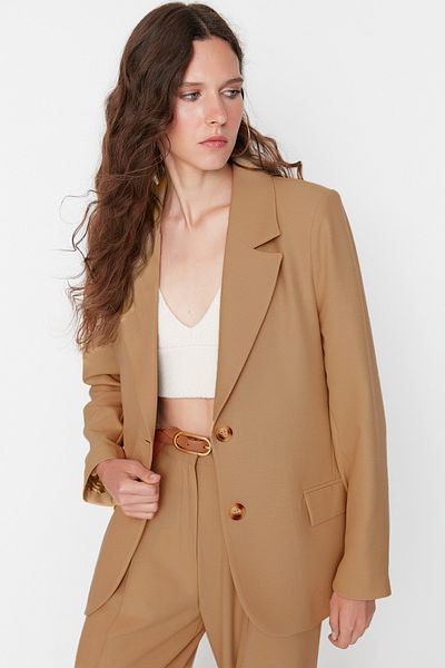 Trendyol Collection Brązowa marynarka z podszewką w limitowanej edycji - TWOAW23BC00132