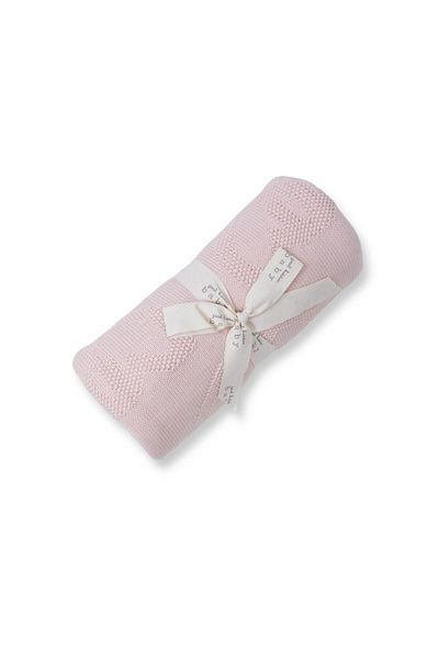 Minora 100% Cotton Knitwear Heart Pattern Baby Blanket PUDRA