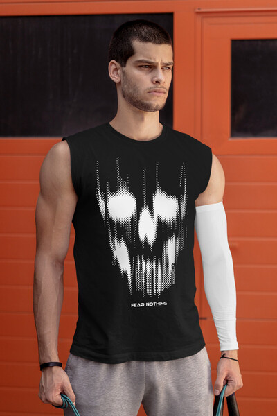 ROCKANDROLL Mânecă Matriks Skull Black Cut| Tricou pentru bărbați cu imprimeu...