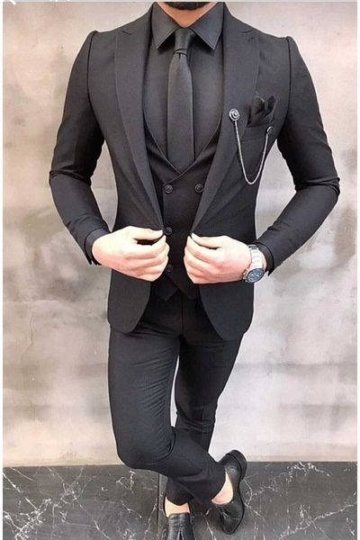 FRİYA Slim Fit Vest Suit Tie & Collar Chain Accessory