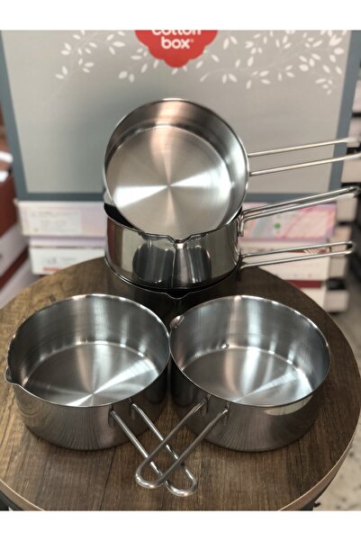 BİODATA 2 Adet Paslanmaz Çelik Sütlük Ve Sosluk 14-14 Cm Sos Tenceresi, Süt Kaynatma Cezvesi, Yumurta Haşlam