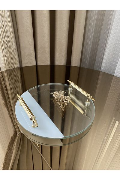 Housess Tavă de nuntă de logodnă cu geam dublu Tavă rotundă cu flori învechite reale 25 x 25 cm