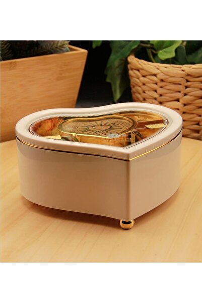 HEDİYEBİZİZ Kalp Dans Eden Balerinli Piyano Müzik Kutusu Büyük Boy