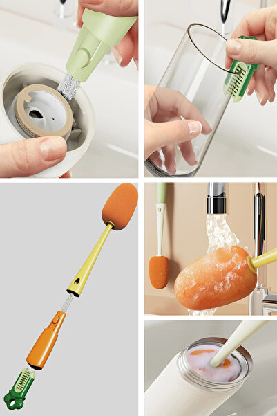 Riddex 3 bucăți multifuncțional flacon cu burete balon perie de curățare borc...