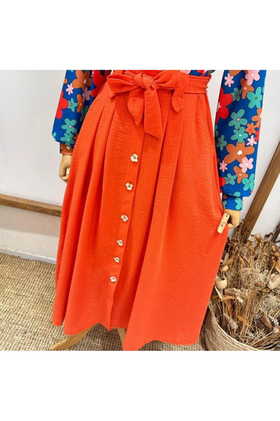 viyan butik High waist linen skirt