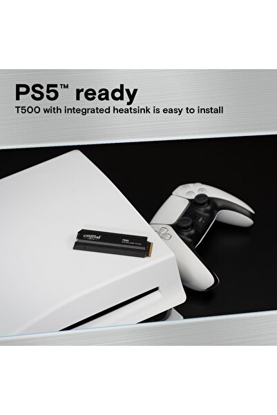 Crucial T500 1TB PCIe Gen4 NVMe M.2 SSD (7300-6800 MBs) CT1000T500SSD5 Soğutuculu