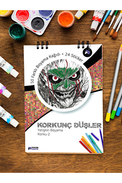 Postermanya Korkunç Düşler Yetişkin Boyama Kitabı 2, Korku Mandala Boyama Kit...
