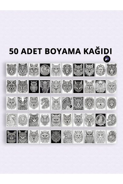 Postermanya Renkli Orman Yetişkin Boyama Kitabı 2, Hayvanlar Mandala Boyama Kitabı, Defteri,Boyama Sayfaları