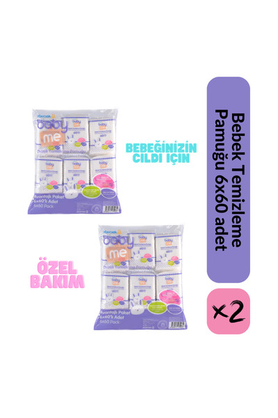 Baby&Me Bebek Temizleme Pamuğu 6x60 Avantajlı Ekonomik 2Paket