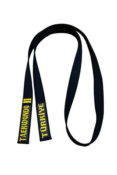 REFLEKS SPOR Taekwondo 1.Kalite Sarı Nakışlı 2.dan Siyah Kuşak 200 cm