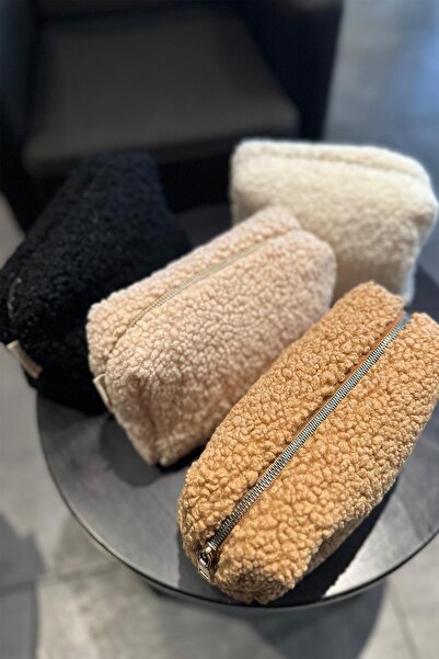 BAHELS Τσάντα ταξιδιού Teddy Plush Camel Μεγάλο Μέγεθος Τσάντα Μακιγιάζ