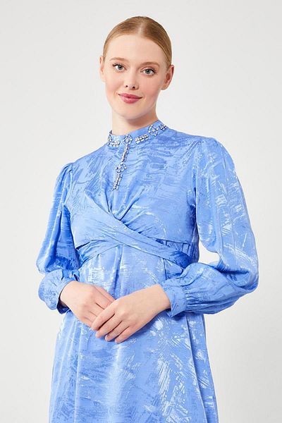 Levidor Jacquard Fabric Saks Collar Trousers Set