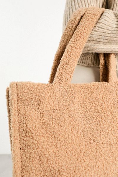 BAHELS Τσάντα ώμου Teddy Plush Camel Tote Bag