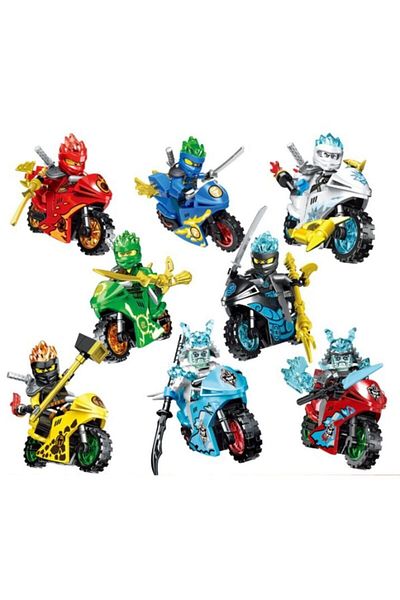 TWOXPLUS مجموعة شخصيات صغيرة بمحرك Ninjago مكونة من 8 قطع، مجموعة جديدة