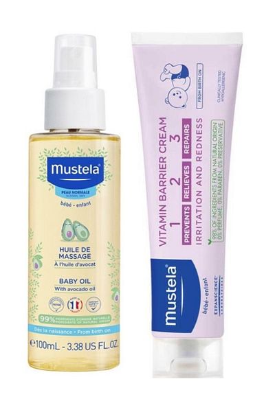Mustela Baby Care Massage Oil 100ml - Mustela Vitamin Barrier 1-2-3 Cream 50ml