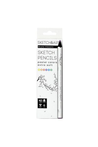 Bruno Visconti Sketch&Art Professional Dry Crayons Thick Body 4mm Pastel 6 Colors No:30-0118/03