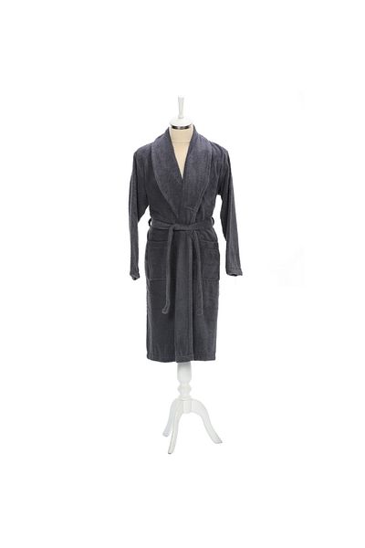 Özdilek Colourist Shawl Collar Bathrobe Dark Gray Size S/m