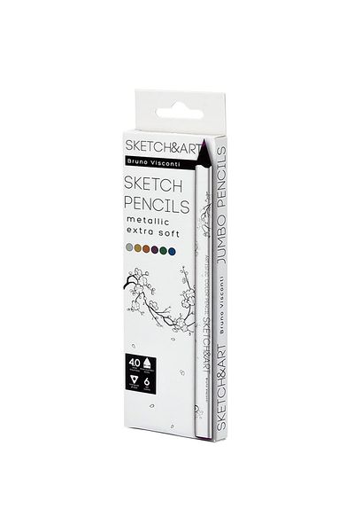 Bruno Visconti Sketch&Art Professional Dry Paint Pen Thick Body 4mm Metallic 6 Colors No:30-0118-01