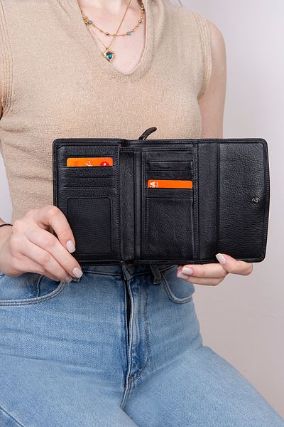 Grande L2725 Genuine Real Leather Medium Size Women's Portfolio Wallet