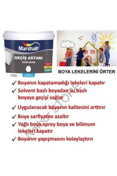 Marshall Geçiş Astarı 15lt-yağlı Boyadan Su Bazlı Boyaya Geçiş Sağlar-çıkmayan Lekeleri Kapatır