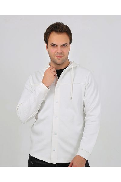 UOMOPARK 5502 NEW SEASON HOODED, FENCE DETAIL REGULAR FIT CARDIGAN