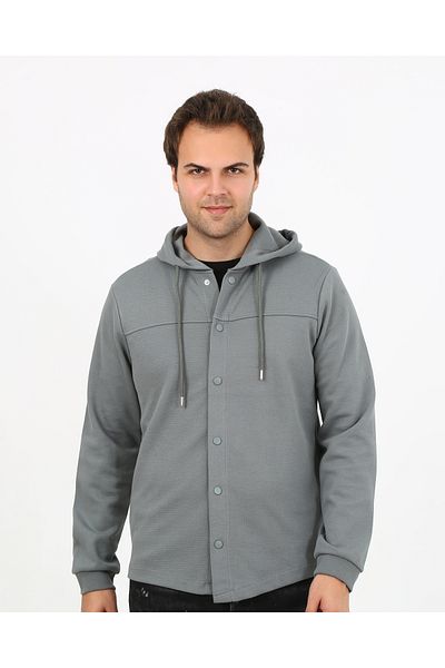 UOMOPARK 5502 NEW SEASON HOODED, FENCE DETAIL REGULAR FIT CARDIGAN