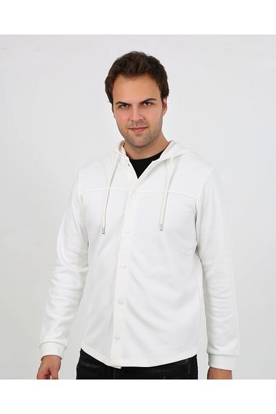 UOMOPARK 5502 NEW SEASON HOODED, FENCE DETAIL REGULAR FIT CARDIGAN