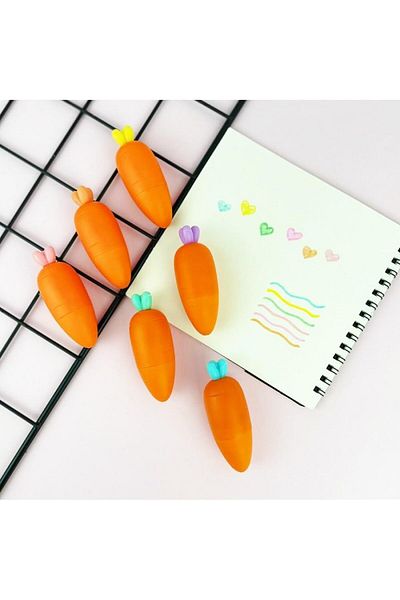 Limmy 6 Colors Cute Carrot Highlighter Marker Pen