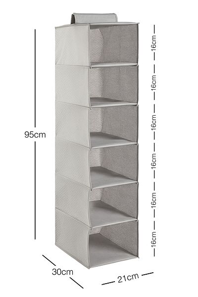 Ocean Home Textile 6-Tier Gray Herringbone Hanger In-Cabinet Folding Organizer