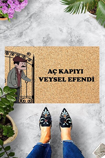 Lina Dijital Baskılı Aç Kapıyı Veysel Efendi Dekoratif Kapı Önü Paspası