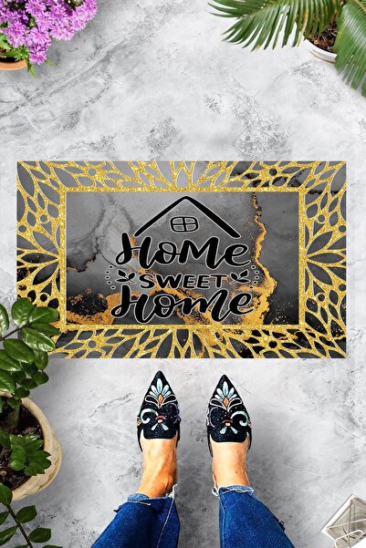 linazaitun Dijital Baskılı Ev Desenli Home Sweet Home Yazılı Dekoratif Kapı Ö...