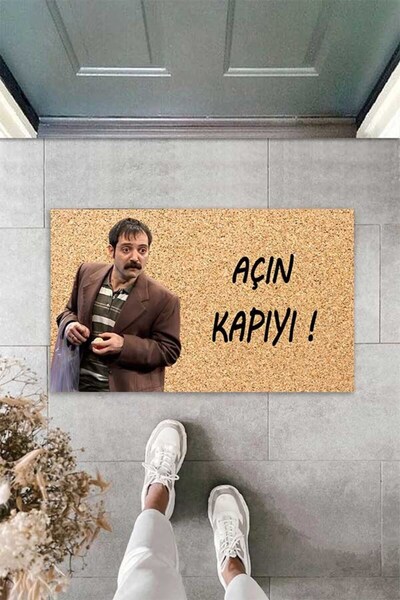 linazaitun Dijital Baskılı Açın Kapıyı Yazılı Dekoratif Kapı Önü Paspası