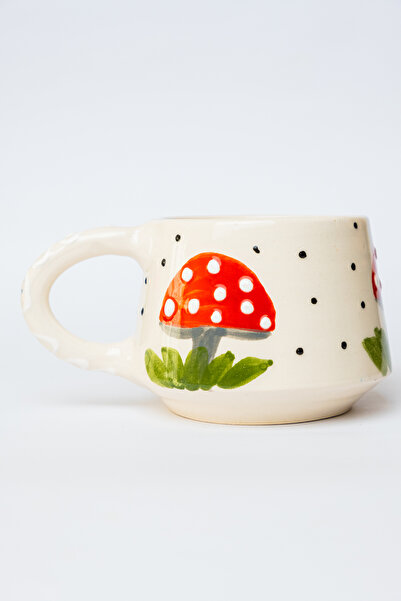 touchmughm Handmade Ceramic Coffee Cup, Ceramic Mushroom Embroidered Mug, Mug, Cup, Mushroom Coffee Cup
