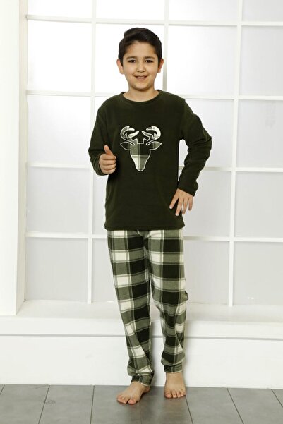 nisaNCa Téli Father Son gyapjú pizsama szett - karácsonyi családi pizsama szarvassal - egy darab