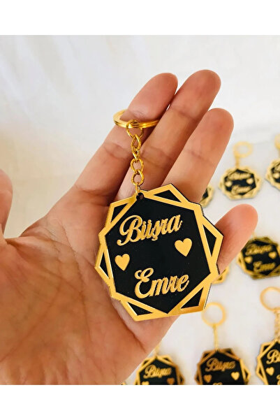 harmoni strings Breloc elegant cu design din plexiglas auriu și lemn (2 bucăți)